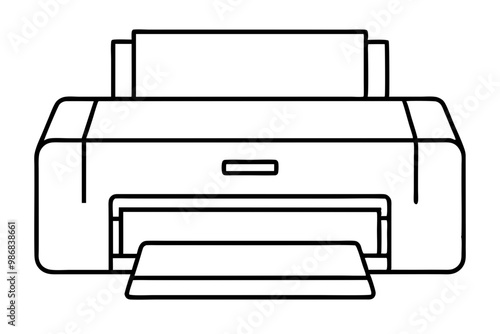 Printer outline vector, Home printer continuous line drawing, scanner, fax, photo printer, copier.