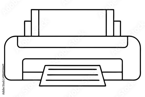 Printer outline vector, Home printer continuous line drawing, scanner, fax, photo printer, copier.