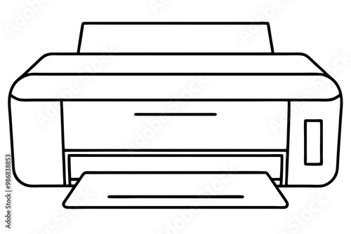 Printer outline vector, Home printer continuous line drawing, scanner, fax, photo printer, copier.



