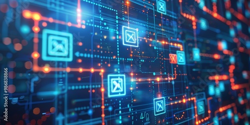 High-tech image of compliance frameworks with detailed process maps, regulatory icons, and checklist symbols, perfect for illustrating business and legal compliance