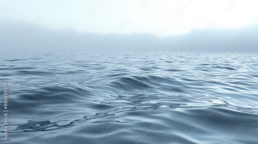 Fototapeta premium Calm Ocean Water Surface with Foggy Background