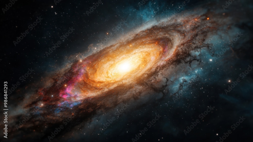 Fototapeta premium Spiral Galaxy in Deep Space with Stars and Nebulae