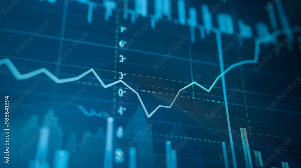 Close-up of a downward-trending line graph on a digital screen showing a significant drop in earnings, with blurred financial charts and data in the background, emphasizing the concept of economic dec Close-up of a downward-trending line graph on a digital screen showing a significant drop in earnings, with blurred financial charts and data in the background, emphasizing the concept of economic dec