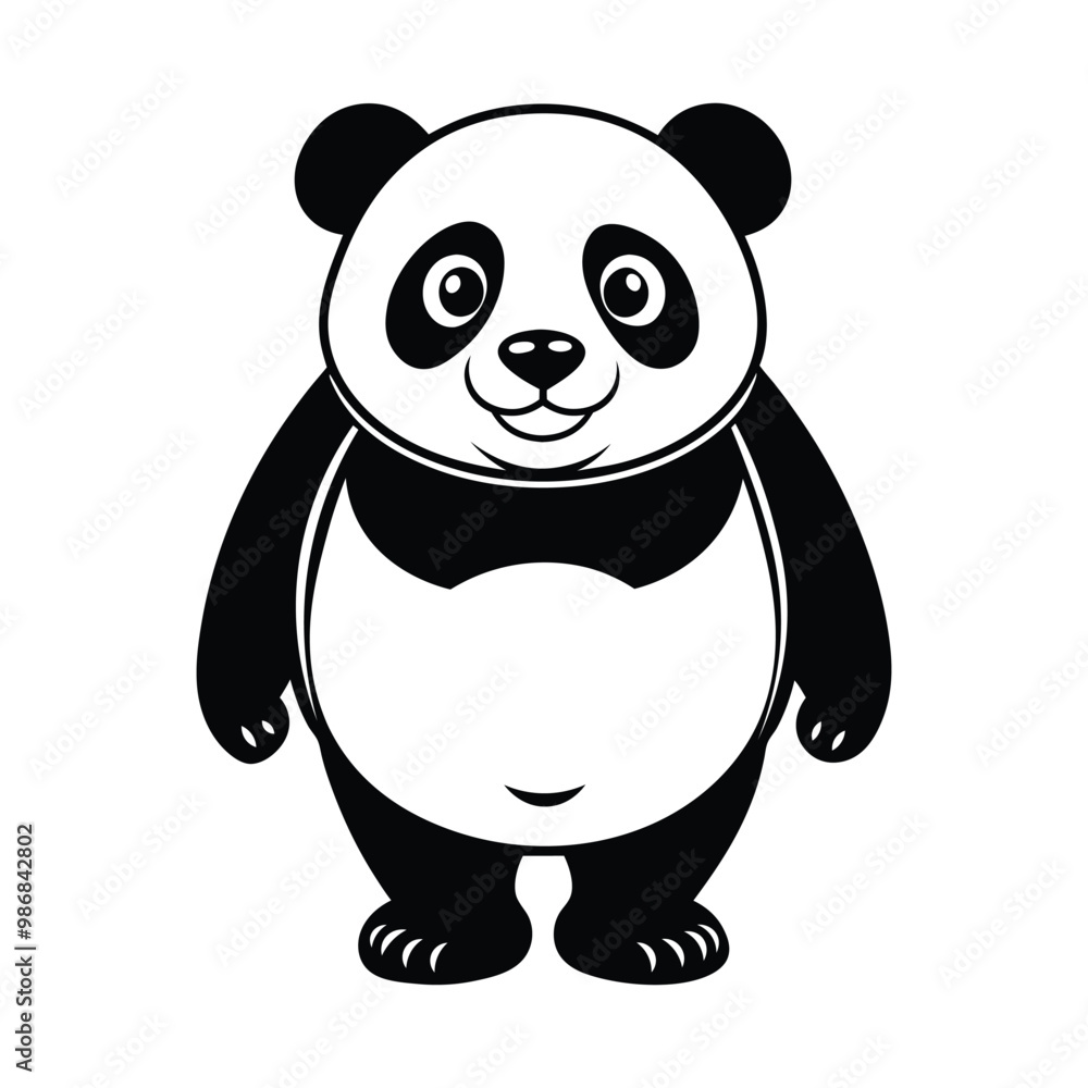 Cute Panda silhouette vector art illustration isolated on white background. Cute Panda silhouette vector art illustration isolated on white background.