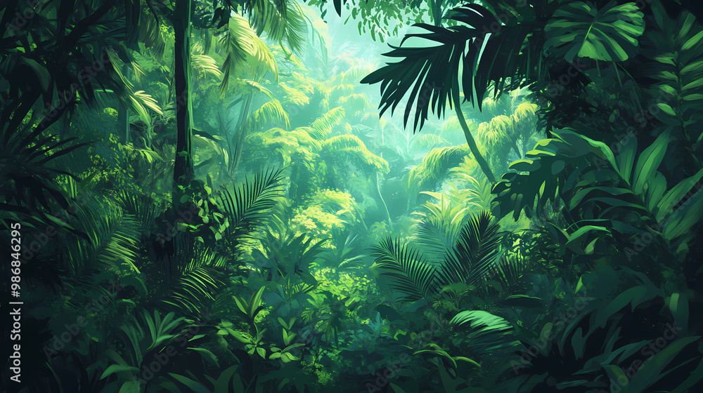 Generative ai lush tropical rainforest deep jungle. Tropical Rainforest. Illustration Generative ai lush tropical rainforest deep jungle. Tropical Rainforest. Illustration