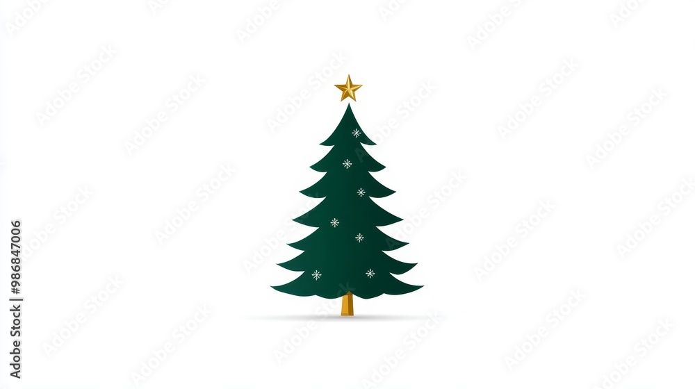 A simple and elegant icon of a green Christmas tree with a golden star on top, perfect for holiday branding and design. A simple and elegant icon of a green Christmas tree with a golden star on top, perfect for holiday branding and design.