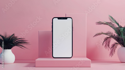 Minimalistic smartphone design with blank screen and copy space for promotional content