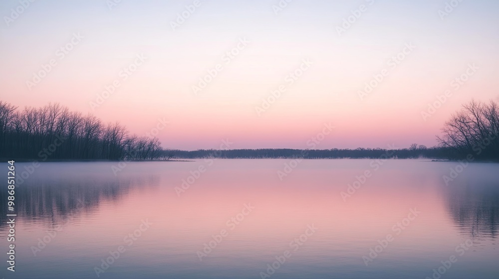 Outdoor photography at dawn, capturing the soft glow of the sunrise over a peaceful lake Outdoor photography at dawn, capturing the soft glow of the sunrise over a peaceful lake
