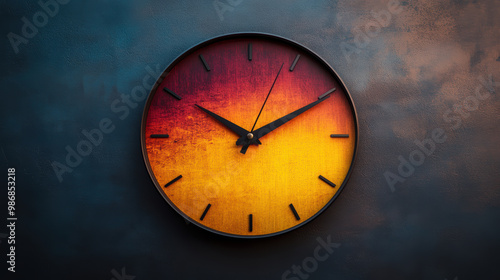 Wallpaper Mural stylish wall clock featuring grainy gradient face in warm tones.  Torontodigital.ca