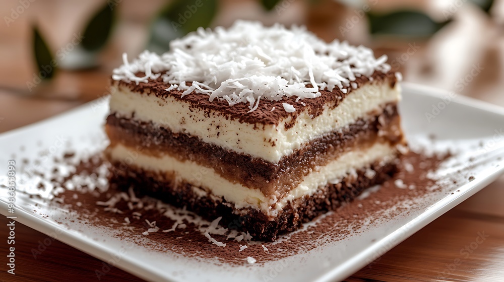 Creamy cocoa dessert with coconut shavings Creamy cocoa dessert with coconut shavings