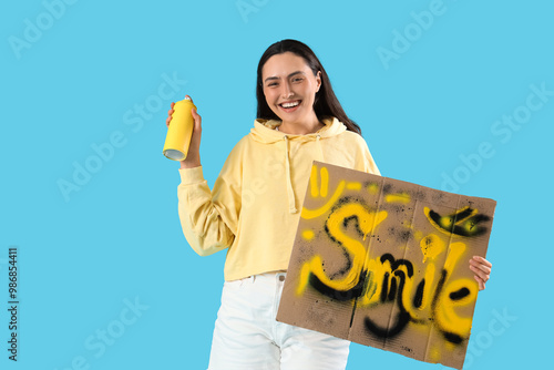 Young woman with spray pain...