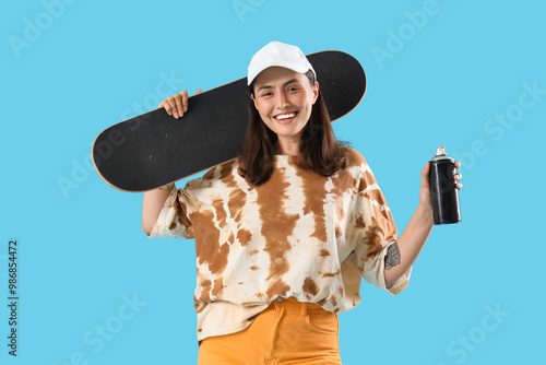 Young woman with spray pain...
