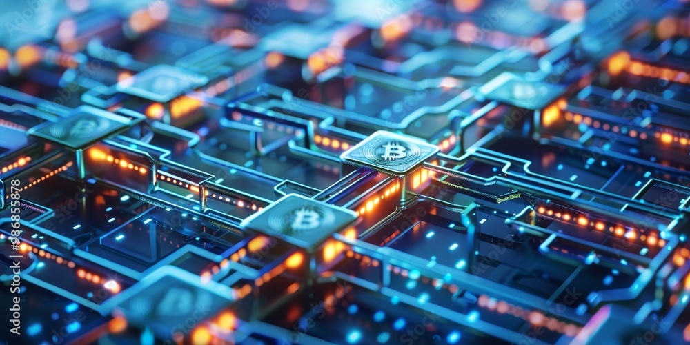 Innovative blockchain network environment with financial services elements, showcasing secure transactions, digital currency management, and smart contract interfaces Innovative blockchain network environment with financial services elements, showcasing secure transactions, digital currency management, and smart contract interfaces