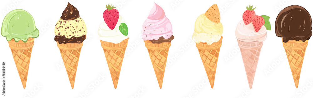 Ice Cream Cones with Melting Scoops Ice Cream Cones with Melting Scoops