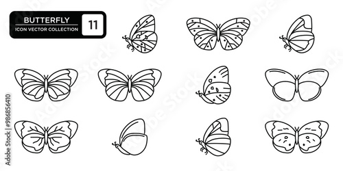 Butterfly icons collection, editable and resizable vector icon templates.