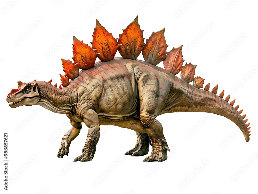 Fototapeta premium Stegosaurus Dinosaur Isolated on Transparent Background Ready for Use in Educational Themes