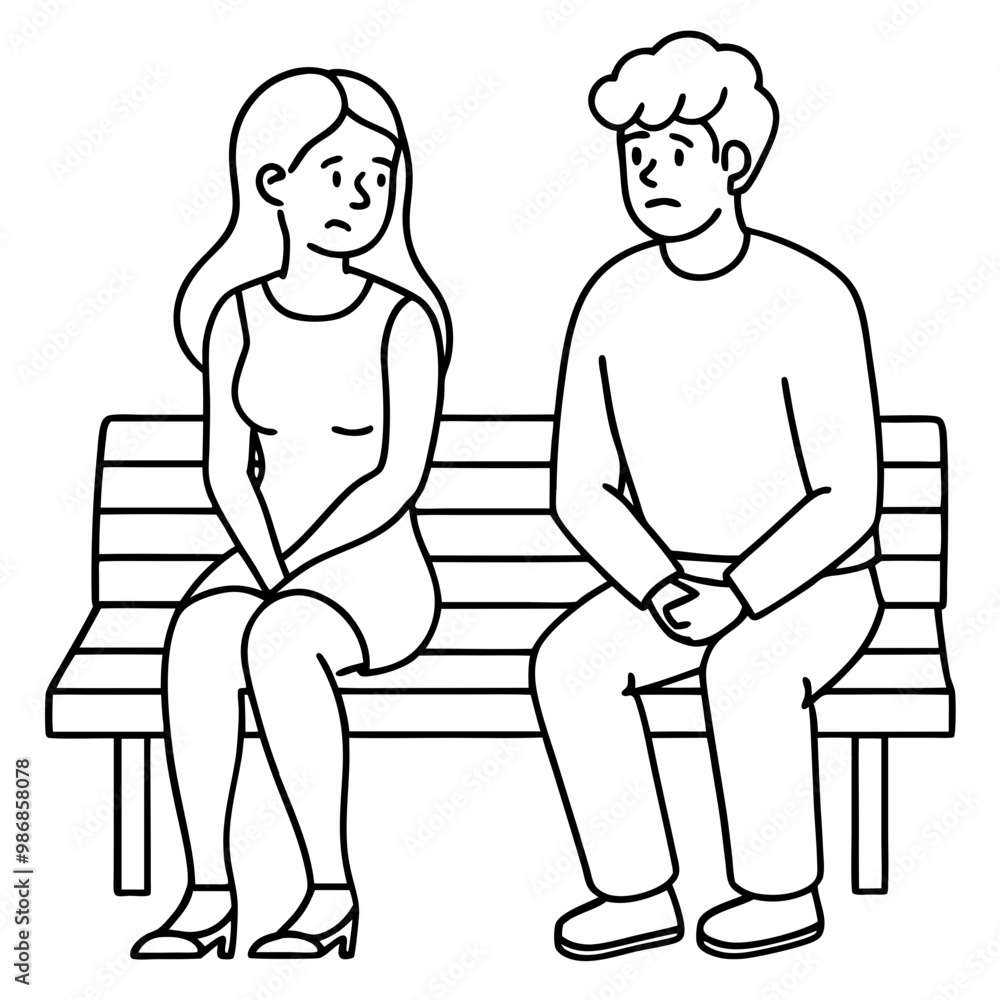 -shy-couple-on-first-date-sitting-on-park-bench-an -shy-couple-on-first-date-sitting-on-park-bench-an