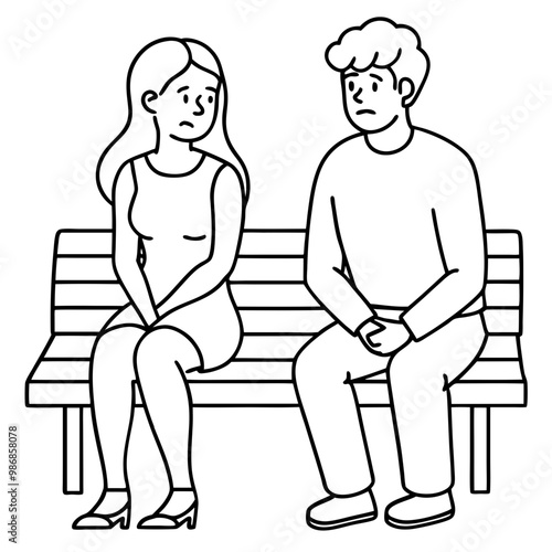-shy-couple-on-first-date-sitting-on-park-bench-an 
