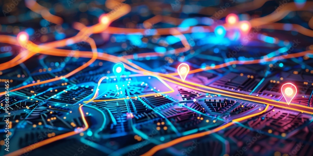 A dynamic digital roadmap visualized with bright, glowing pathways and markers, guiding through the journey of technological evolution and strategic planning A dynamic digital roadmap visualized with bright, glowing pathways and markers, guiding through the journey of technological evolution and strategic planning