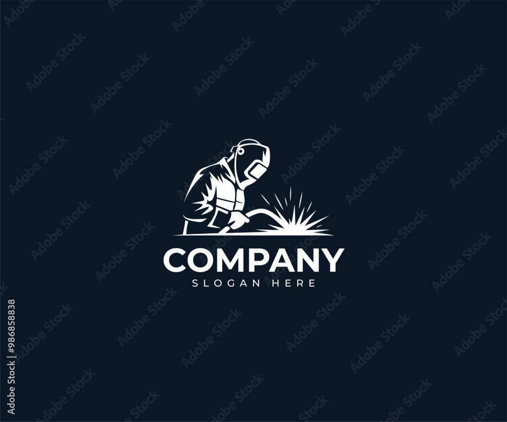 Welder Silhouette Logo – Industrial and Skilled Trades Icon for Welding, Construction, and Manufacturing Branding