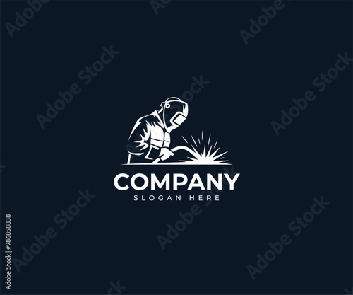 Obraz na płótnie Welder Silhouette Logo – Industrial and Skilled Trades Icon for Welding, Construction, and Manufacturing Branding w salonie