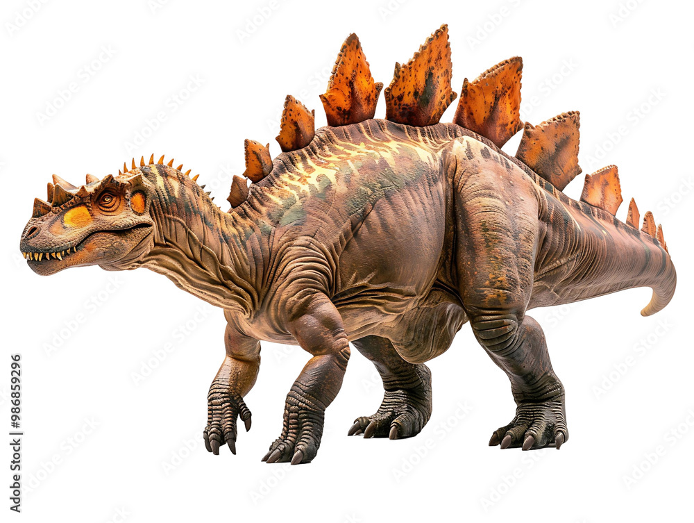 Fototapeta premium Detailed Stegosaurus Dinosaur Isolated on Transparent Background for Creative Projects