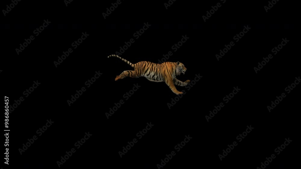 Tiger runs from left to right, Alpha Channel, 3D Render
Tiger runs from left to right, Alpha Channel, 3D Render