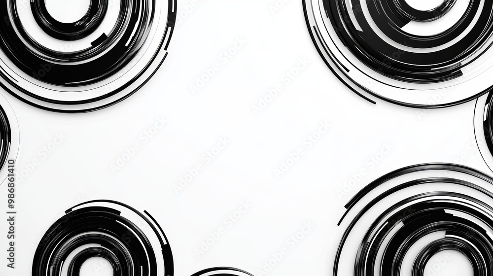 Abstract white background with black circle rings. Digital future technology concept. vector illustration. Abstract white background with black circle rings. Digital future technology concept. vector illustration.