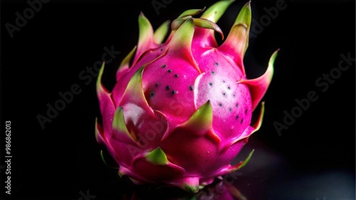 Dragon fruit isolated on dark bakvground photo