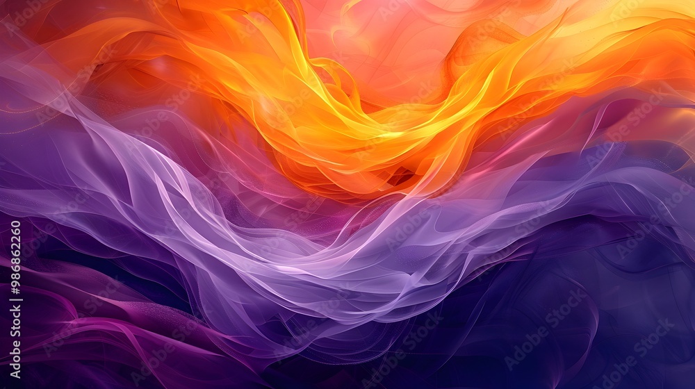 Obraz premium Vibrant Expressionistic Digital Painting with Flowing Organic Forms and Dynamic Movement
