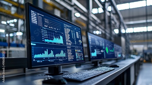 Real-time data visualization tools showcase efficiency and performance metrics in a contemporary industrial environment.