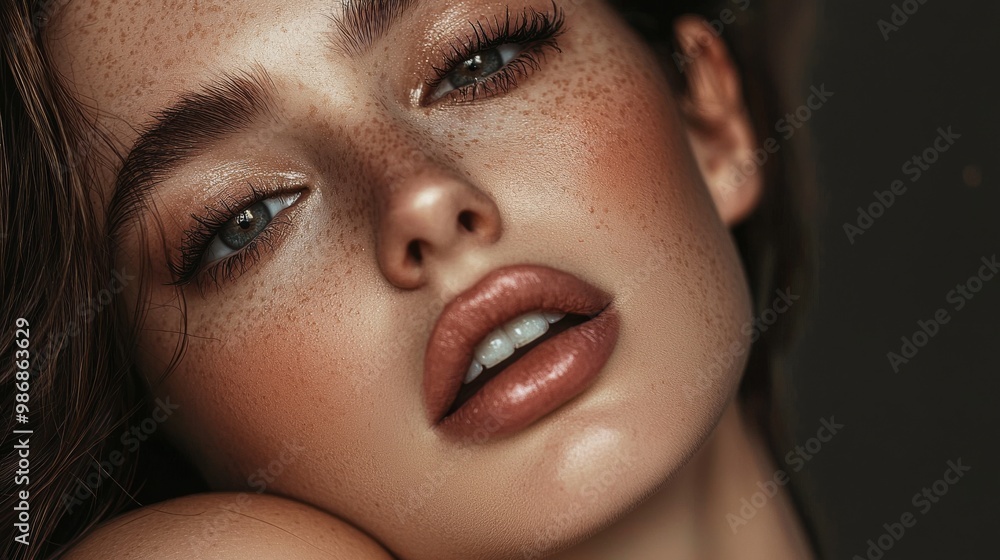 Editorial-style professional beauty photography showcasing sleek makeup and skin, perfect for magazine covers and advertisements Editorial-style professional beauty photography showcasing sleek makeup and skin, perfect for magazine covers and advertisements