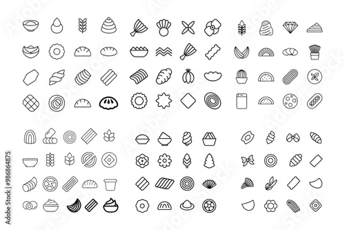 PASTA Vector Outline Icons Set Big Cooking Vector Collection  Printable Graphic Design