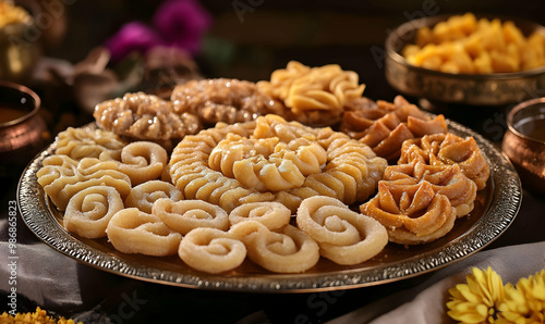 Diwali sweets jalebi Jhangiri Gujiya peda jndian Sweet dessert mithai festival photo