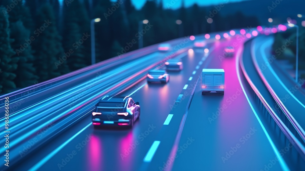Vibrant 3D rendered image illustrating modern technology, infrastructure, and data sharing, ideal for topics on transportation, architecture, power supply, and the internet of things Vibrant 3D rendered image illustrating modern technology, infrastructure, and data sharing, ideal for topics on transportation, architecture, power supply, and the internet of things