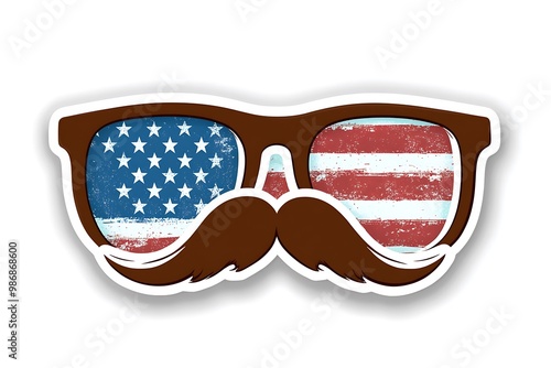 Sunglasses and mustaches. American flag. illustration