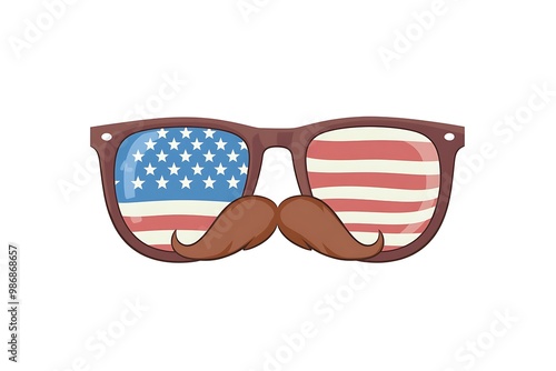 Sunglasses and mustaches. American flag. illustration