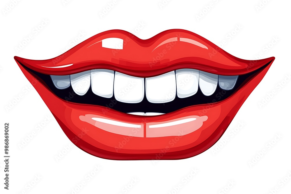Naklejka premium Red Lips Isolated. 3D rendering
