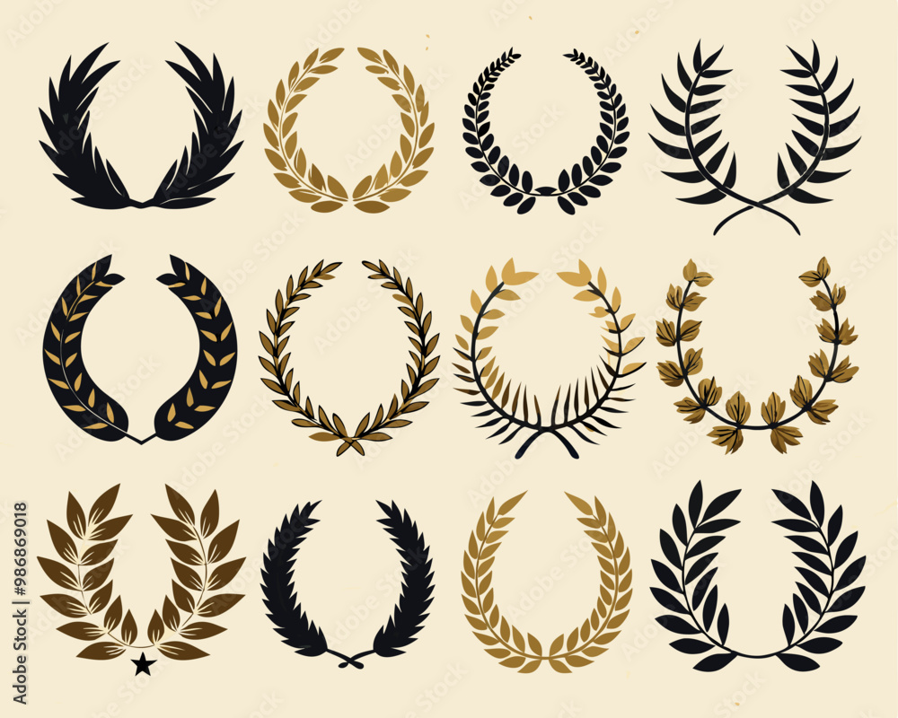 Laurel Wreaths Pack Elegant Designs for Logos and Awards Illustrator vector Frame Collection Laurel Wreaths Pack Elegant Designs for Logos and Awards Illustrator vector Frame Collection