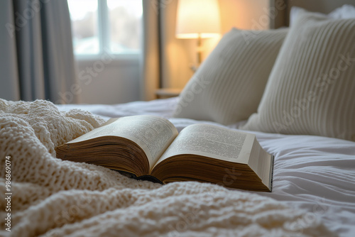 The interior of the bedroom, with a large bed in bright colors. The comfort of home.