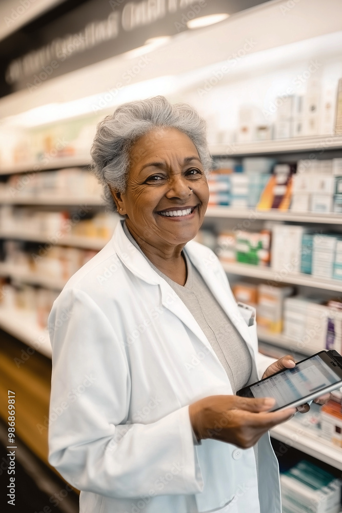 A beautiful female pharmacist in the workplace. A beautiful female pharmacist in the workplace.