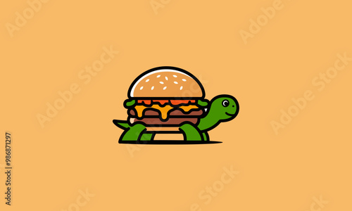 Funny turtle burger hybrid vector illustration.