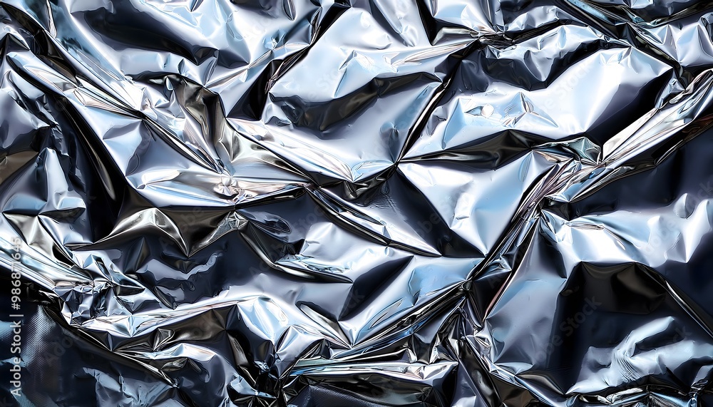 Crinkled foil with shiny reflective surface Crinkled foil with shiny reflective surface
