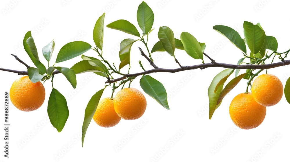 Citrus orange fruits with green leaves isolated on a white transparent background. Citrus orange fruits with green leaves isolated on a white transparent background.