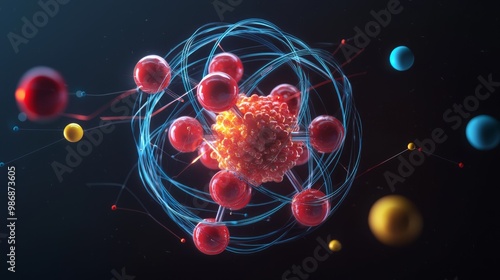 Exploring Nuclear Fission: Educational 3D Diagram of Neutron Collisions and Energy Release