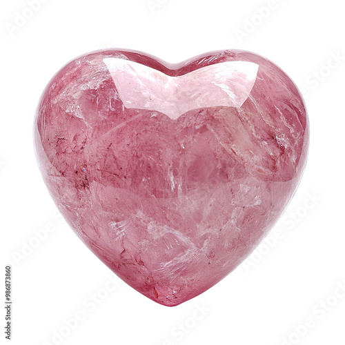 Glossy pink heart with a smooth surface, isolated on transparent cutout background photo