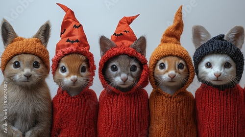 Adorable Kittens and Bunnies in Festive Halloween Costumes