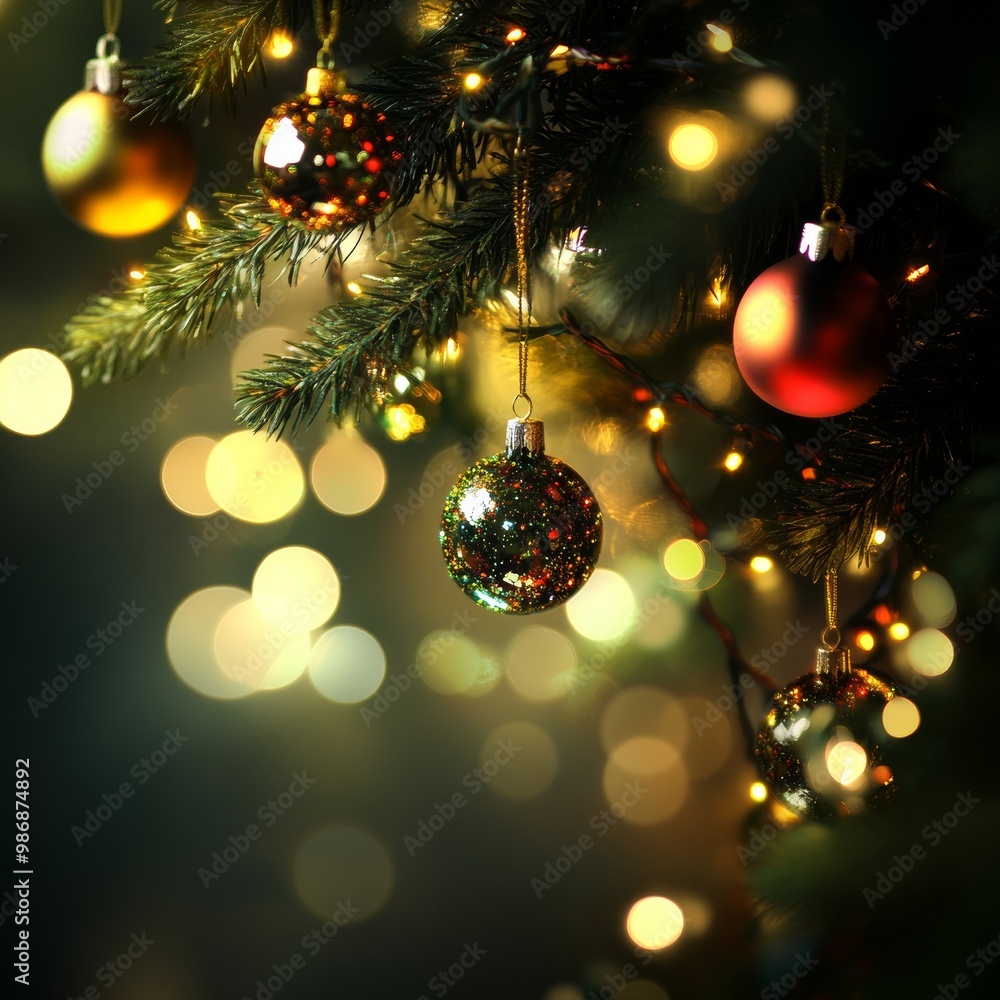 Christmas and winter holiday marketing background, with winter and christmas tree themes, christmas ornaments and presents, snowy vibes. Christmas and winter holiday marketing background, with winter and christmas tree themes, christmas ornaments and presents, snowy vibes.