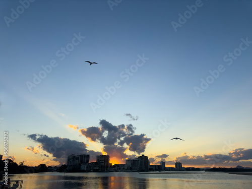 Sunset on the Maroochy River, Maroochydore, Sunshine Coast, Queensland, Australia photo