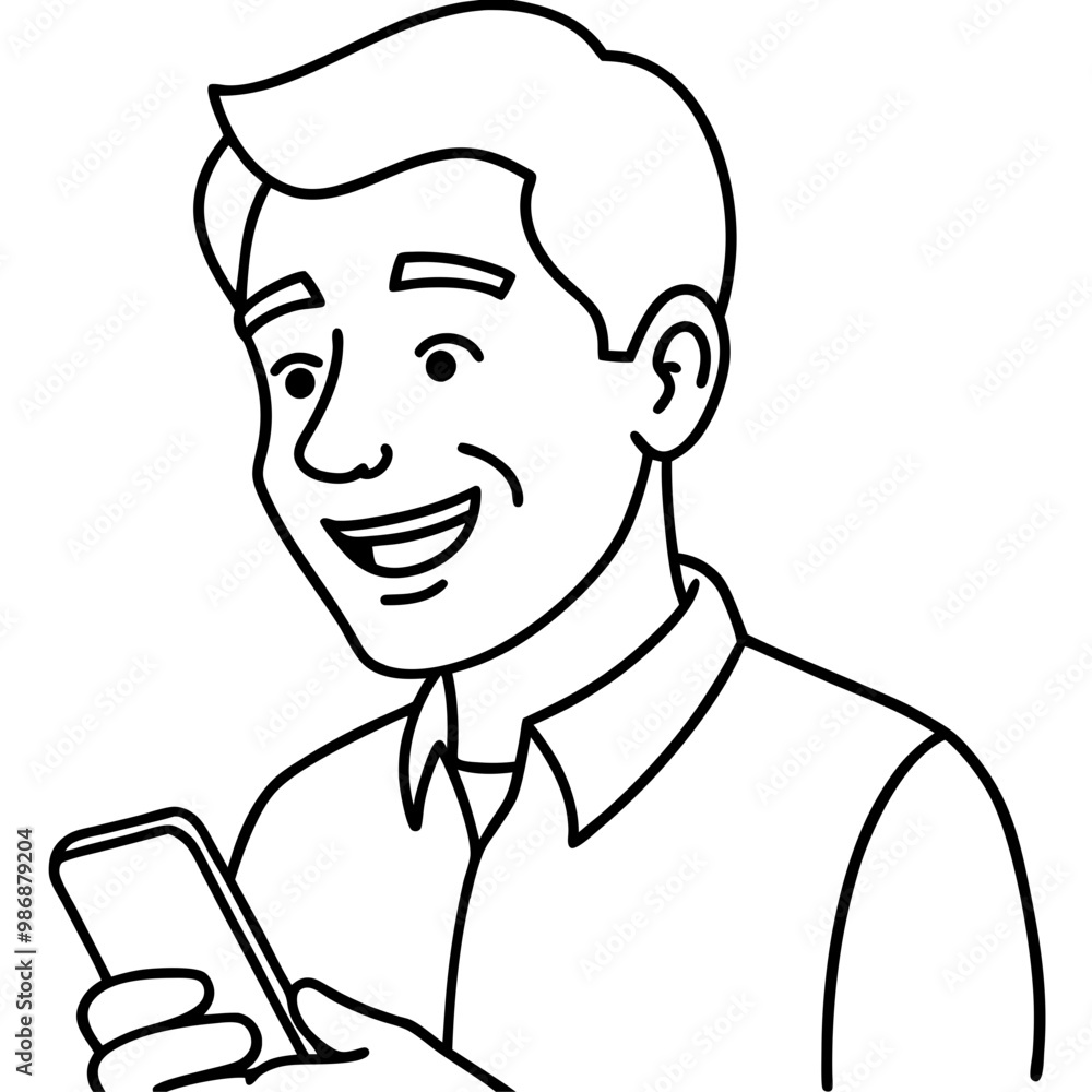 smiling-man-using-cellphone-texting- smiling-man-using-cellphone-texting-